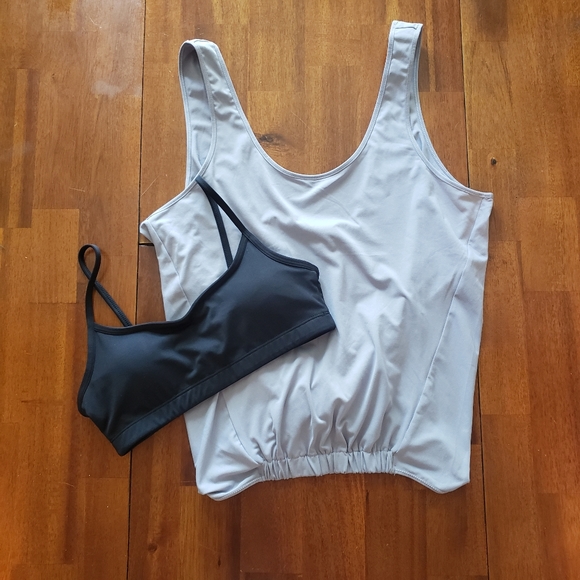 NWT Fabletics Purple & Black Lucia Tank & Bra Set - Picture 2 of 9
